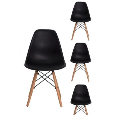 Kit 4 Cadeiras Eiffel Sala Jantar Cozinha Escritório Charles Eames Preta