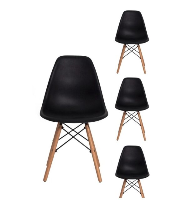 Kit 4 Cadeiras Eiffel Sala Jantar Cozinha Escritório Charles Eames Preta